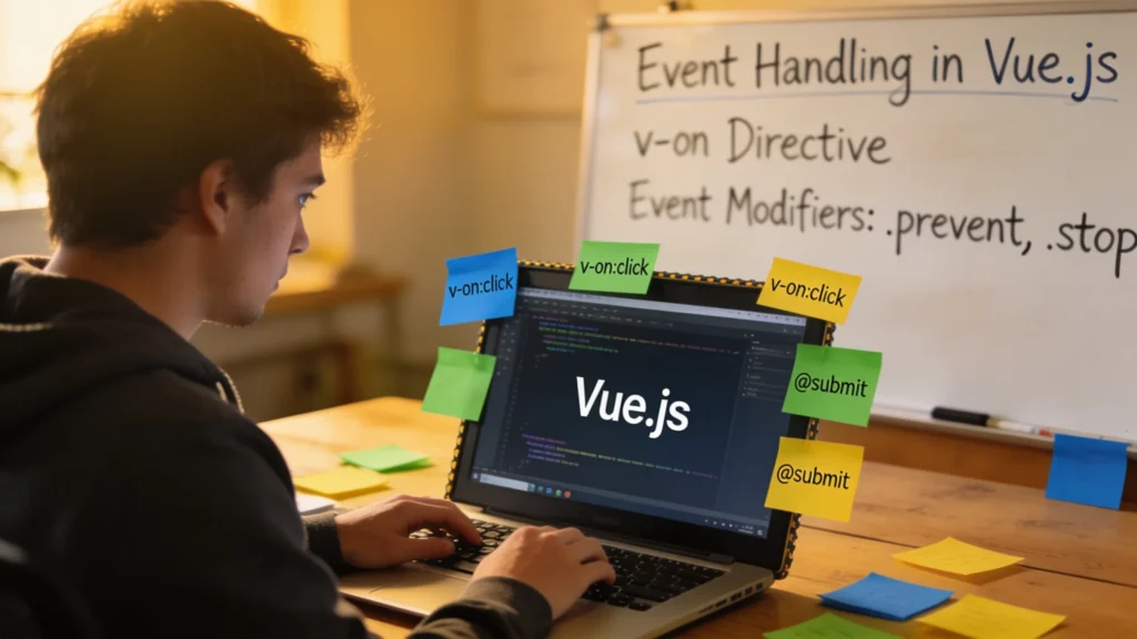 How to handle events in Vue templates