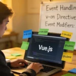 How to handle events in Vue templates